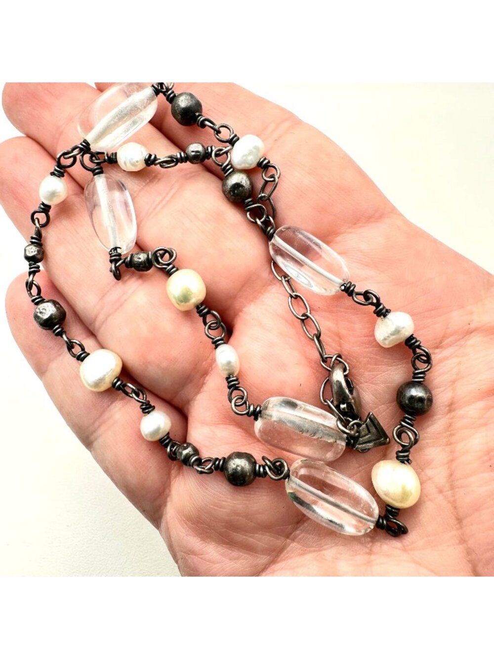 Silpada Sterling Silver Quartz Freshwater Pearl Necklace N1602 Retired